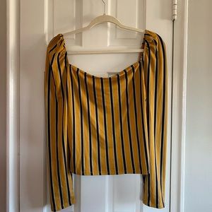 Square Neck Striped Long Sleeve